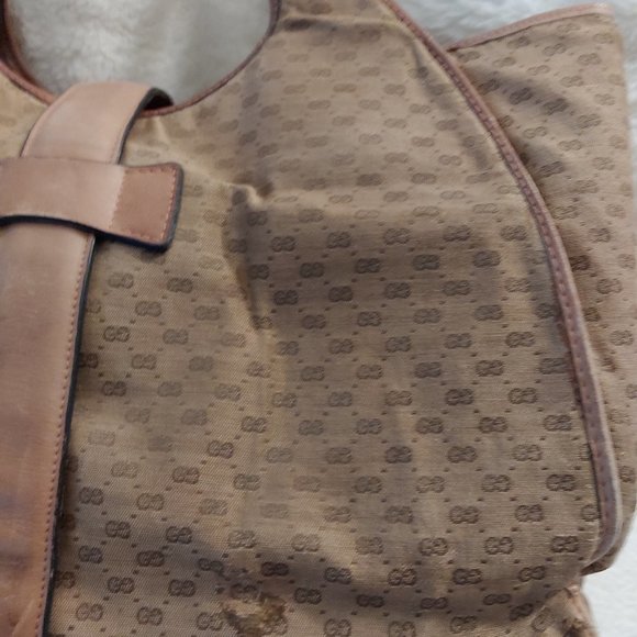 Vintage GUCCI Stirrup Hobo Micro GG Bag Leather Accents, Large - Picture 8 of 16